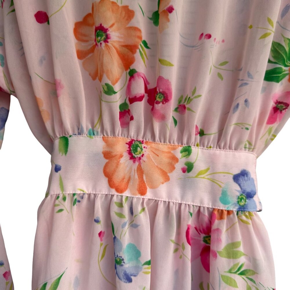 Victoria's Secret Kimono Sexy Robe Lingerie O/S  Pink Blue Floral Tie Loungewear - Picture 9 of 14